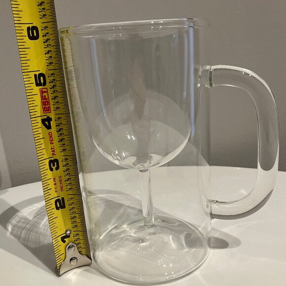 Fred And Friends 2009 Winestrin Clear Hand Blown Glass 6" Wine Glass Beer Mug - Picture 7 of 8